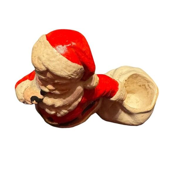 VTG Santa w/ Bag & Pipe Christmas Holiday Figurine Planter 70s Succulents READ - Picture 8 of 8